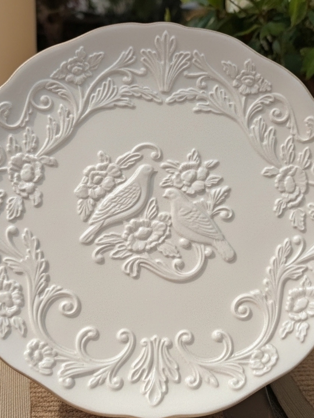 Lenox Embossed Doves of Love Wedding or Anniversary Cake Platter